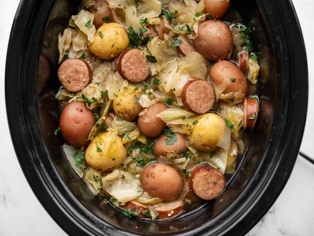 Slow Cooker Sausage and Cabbage Stew
