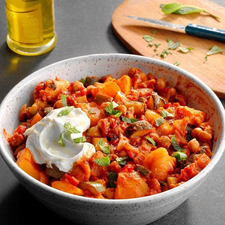 Slow Cooker Sweet Potato and Chickpea Tagine