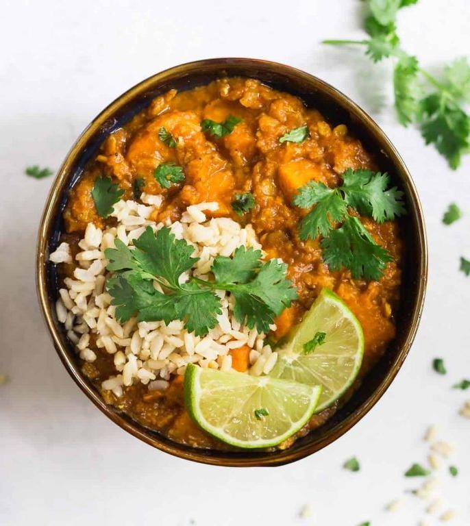 Slow Cooker Sweet Potato and Lentil Curry