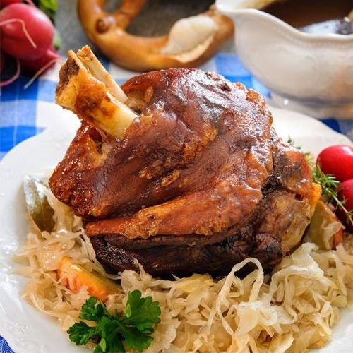 Slow-Cooked Pork Knuckle with Sauerkraut