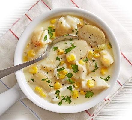 Smoked Dogfish Chowder with Sweet Corn