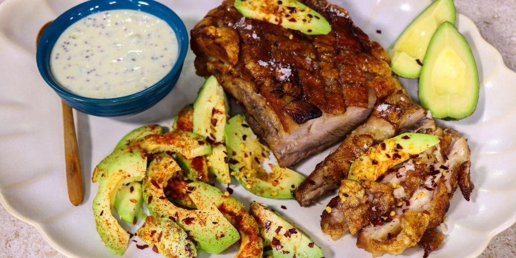 Smoked Keto Pork Belly with Avocado Salsa