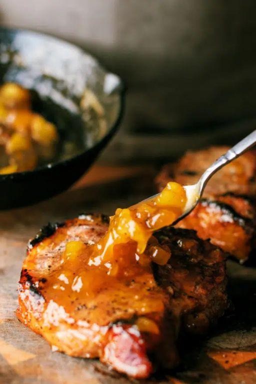 Smoked Pork Shoulder with Peach Bourbon Sauce