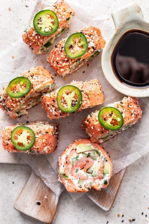 Smoked Salmon and Cream Cheese Roll-Ups