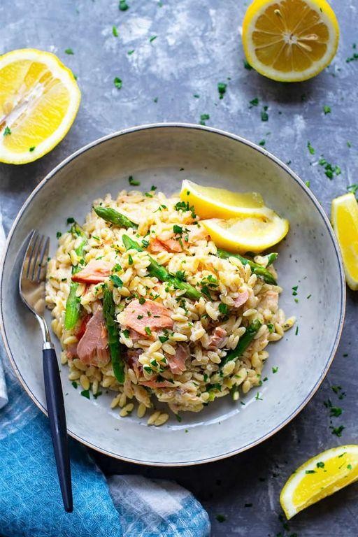 Smoked Salmon and Creamy Asparagus Orzo