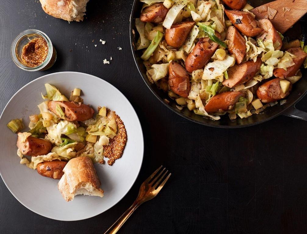 Smoked Sausage, Cabbage, and Apple Skillet