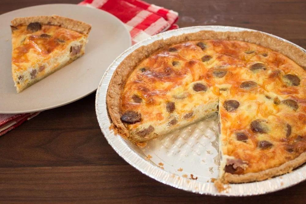 Smoked Sausage and Cheddar Quiche