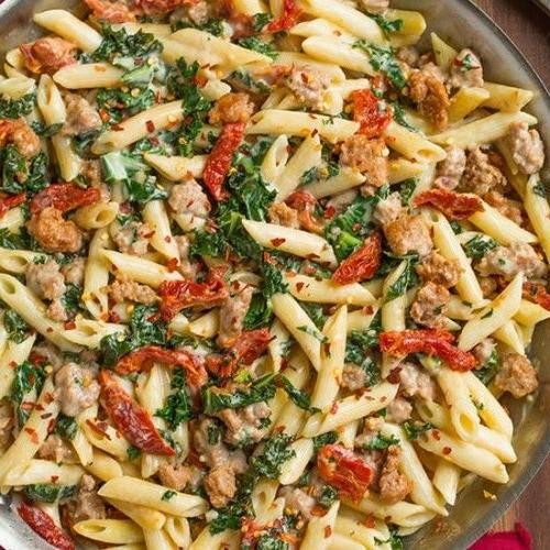 Smoked Sausage and Kale with Sun-Dried Tomatoes