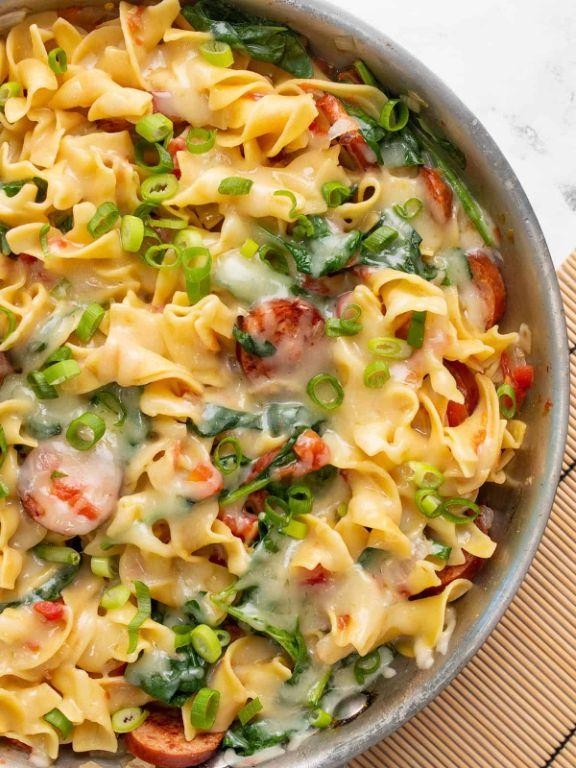 Smoked Sausage and Spinach Cream Pasta