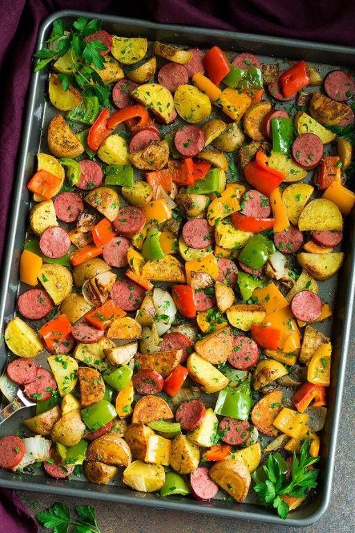 Smoked Turkey Sausage and Pepper Sheet Pan Dinner