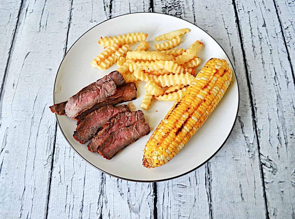 Smoky BBQ London Broil with Corn on the Cob