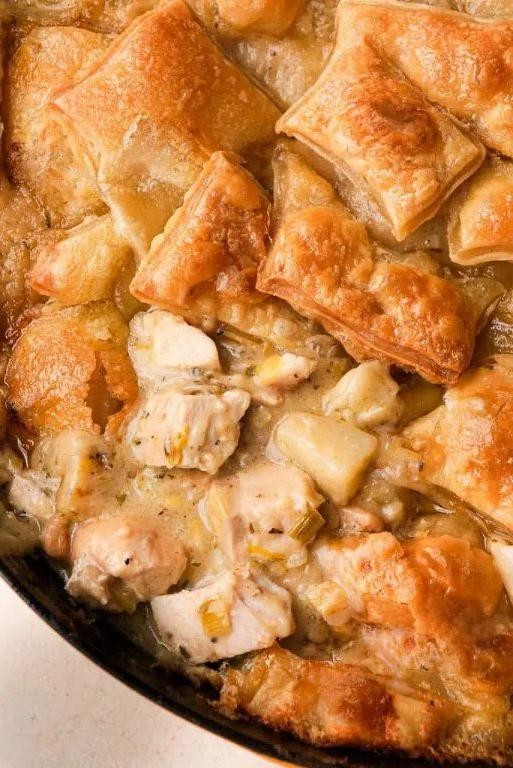 Smoky Bacon Chicken Pot Pie with Puff Pastry