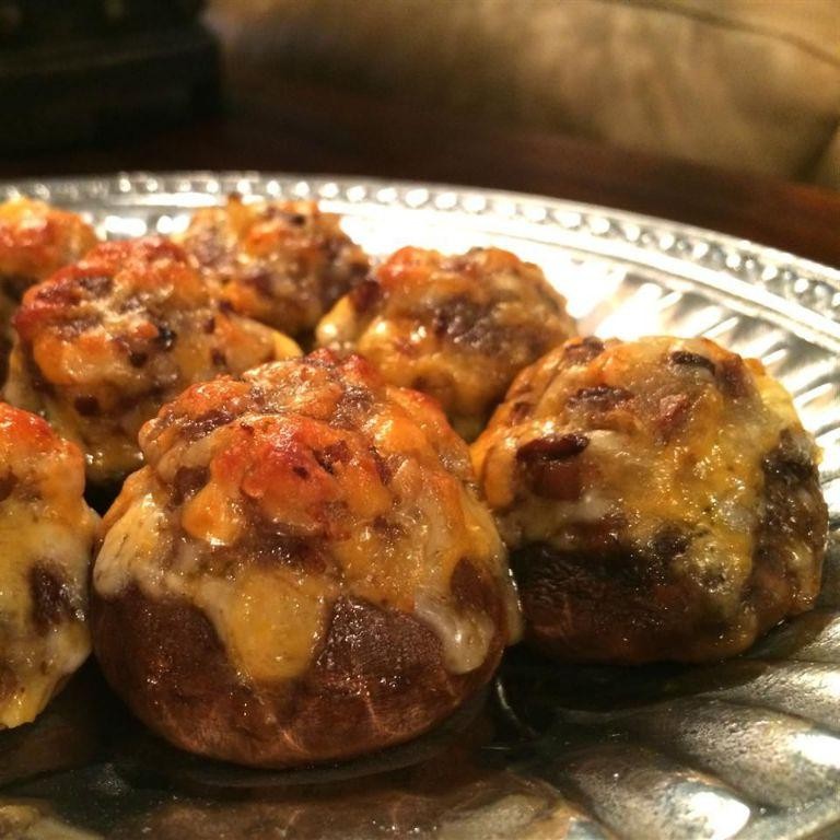 Smoky Bacon and Cheddar Stuffed Mushrooms