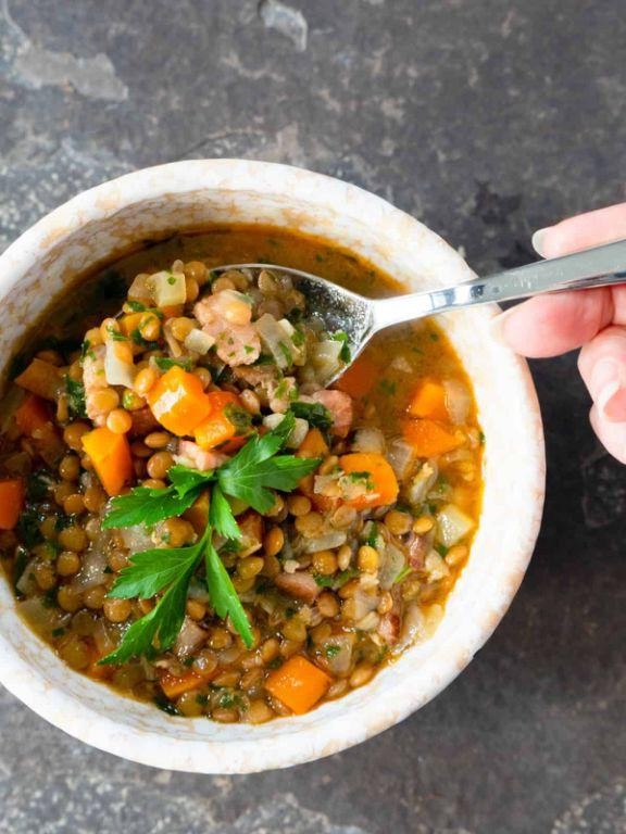 Smoky Lentil and Bacon Soup