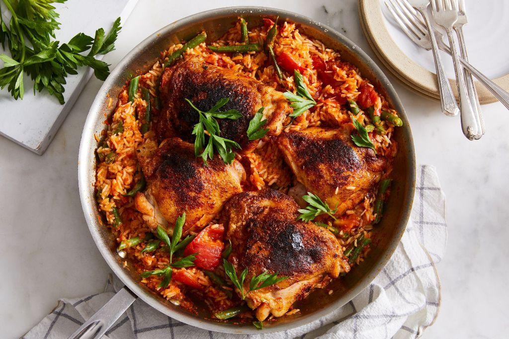 Smoky Paprika Chicken Thighs with Saffron Rice