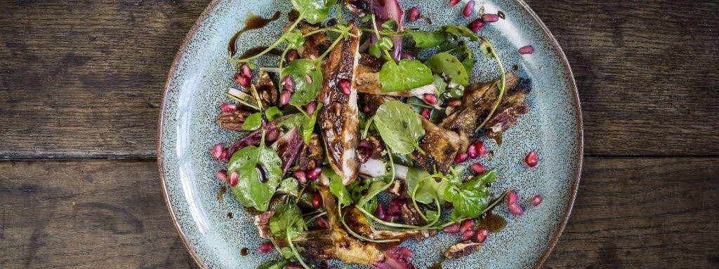 Smoky Pheasant with Pomegranate and Mint Salad