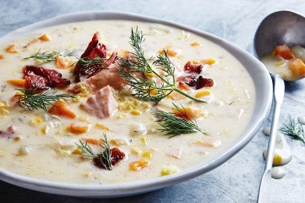 Sockeye Salmon Chowder with Corn and Potatoes
