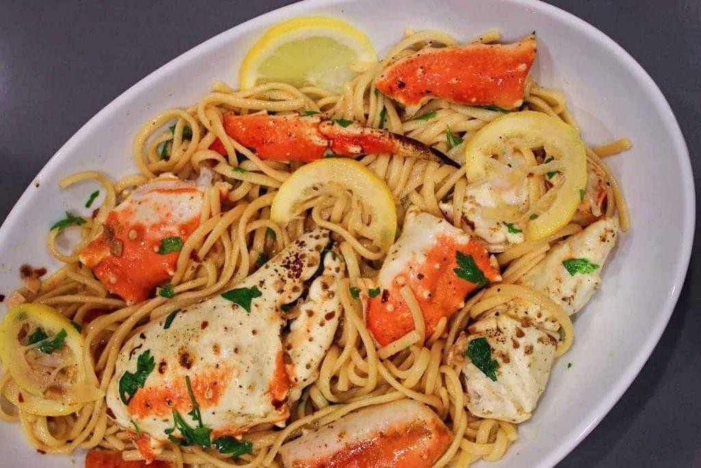 Soft Shell Crab and Herb Pasta with White Wine Reduction