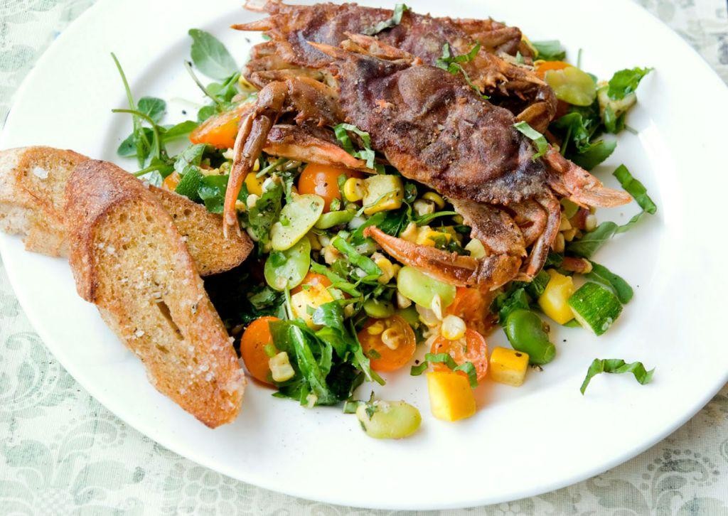Soft Shell Crab and Summer Vegetable Stir-Fry