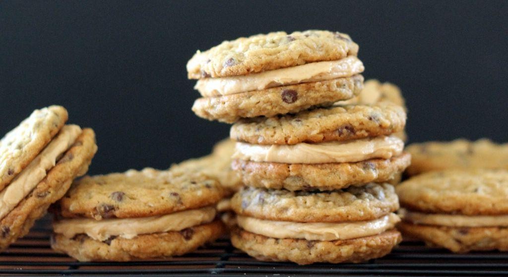 Soft and Thick Peanut Butter Oatmeal Sandwich Cookies