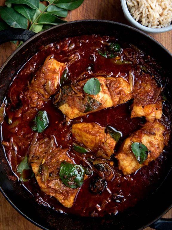 South Indian Fish Curry with Curry Leaves