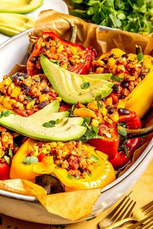 Southwestern Black Bean and Corn Stuffed Banana Peppers