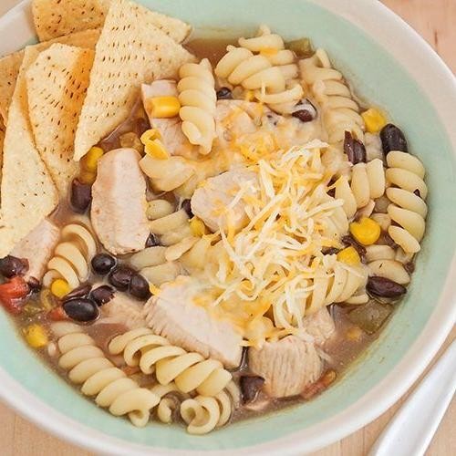 Southwestern Chicken Noodle Hotdish with Corn and Beans