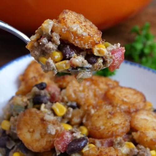 Southwestern Ground Beef and Tater Tot Bake