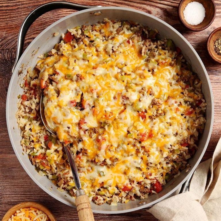 Southwestern Skillet Beef and Salsa Rice