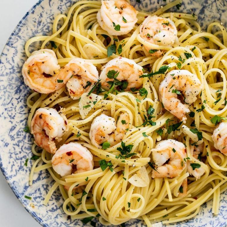 Spaghetti Aglio e Olio with Shrimp
