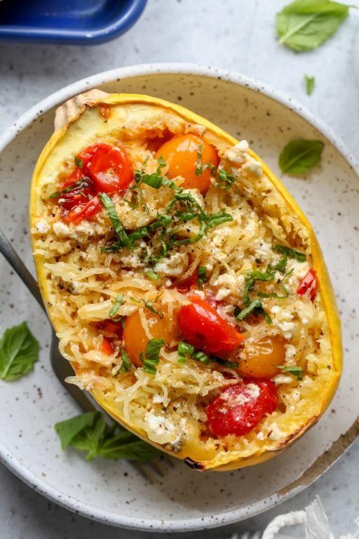 Spaghetti Squash Primavera with Feta Cheese