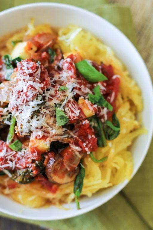 Spaghetti Squash with Marinara and Roasted Vegetables