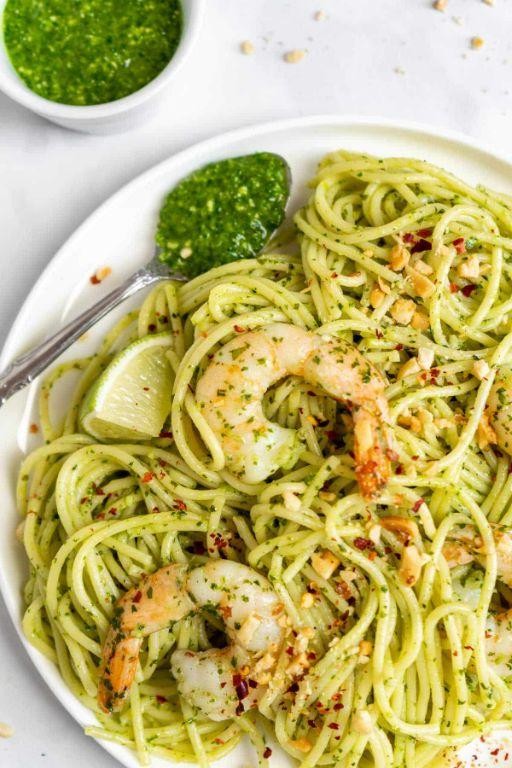 Spaghetti with Cilantro Lime Shrimp