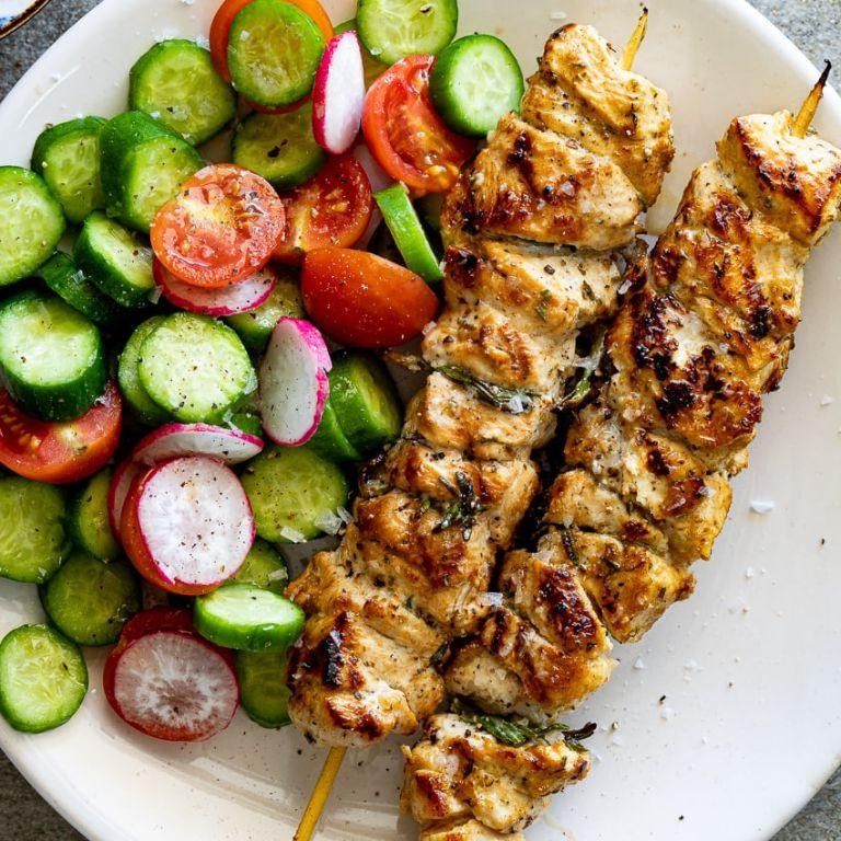 Spanish Lemon Herb Chicken Skewers