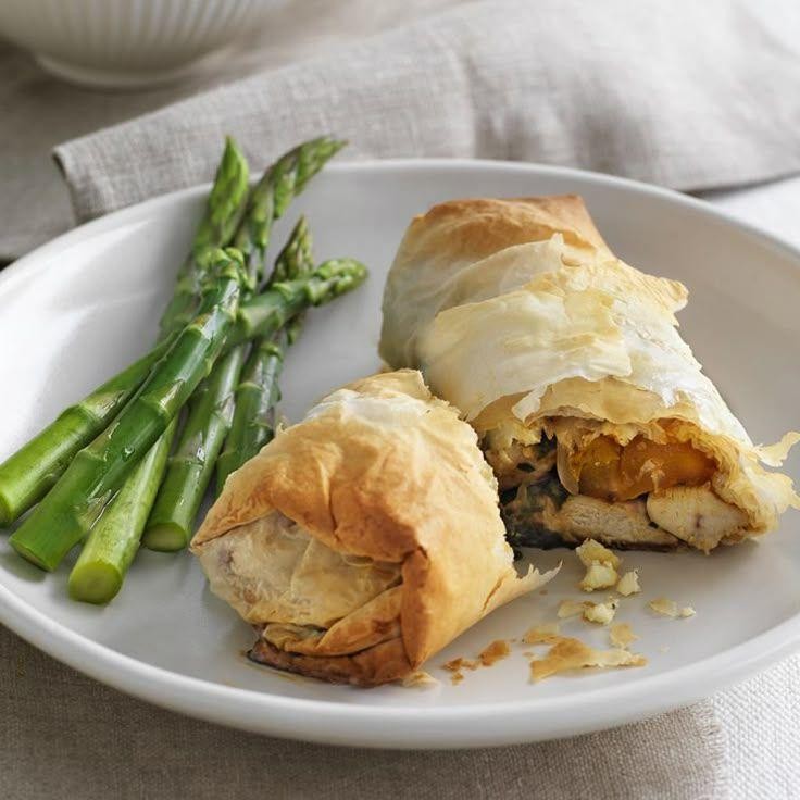 Spiced Chicken and Pumpkin Filo Rolls