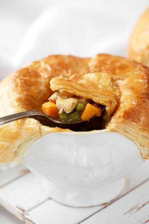 Spiced Curry Chicken Pot Pie with Layered Puff Pastry