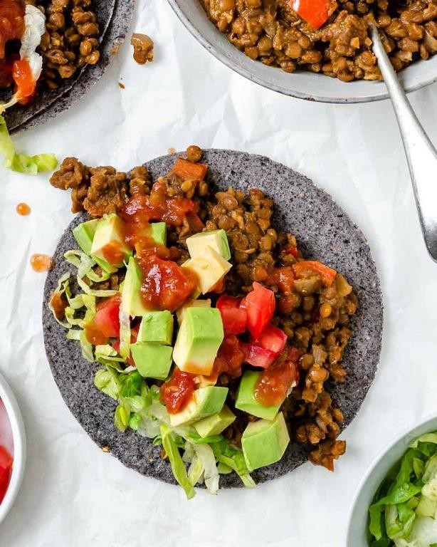 Spiced Ground Beef and Lentil Tacos