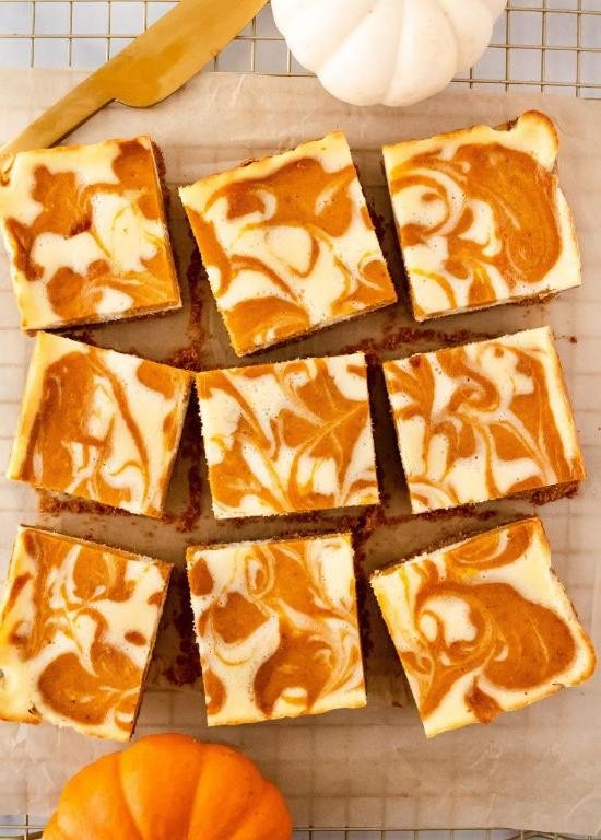 Spiced Pumpkin Cream Cheese Swirl Bars