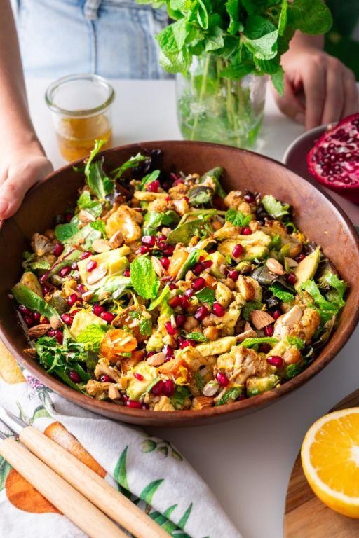 Spiced Roasted Cauliflower and Chickpea Salad