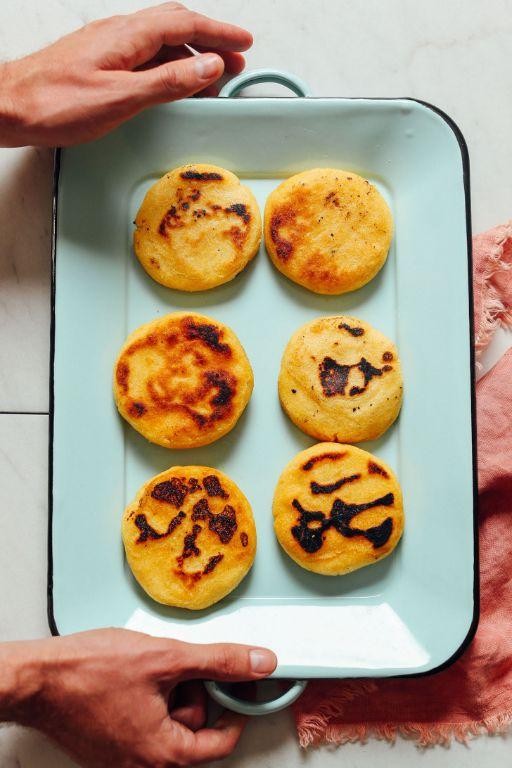 Spiced masa harina arepas