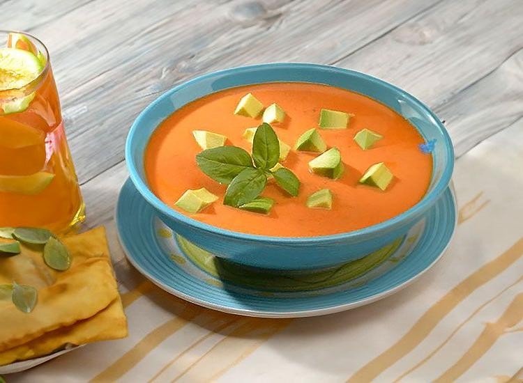 Spicy Avocado Tomato Basil Soup