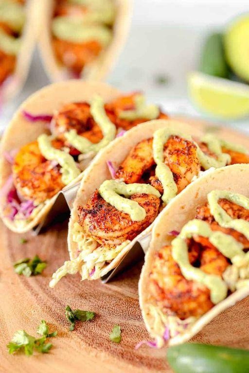 Spicy Avocado and Shrimp Tacos