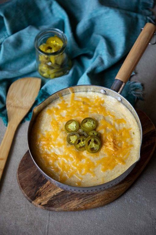 Spicy Baked Polenta with Jalapeños and Cheddar