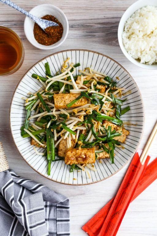 Spicy Beansprouts and Tofu Stir-Fry