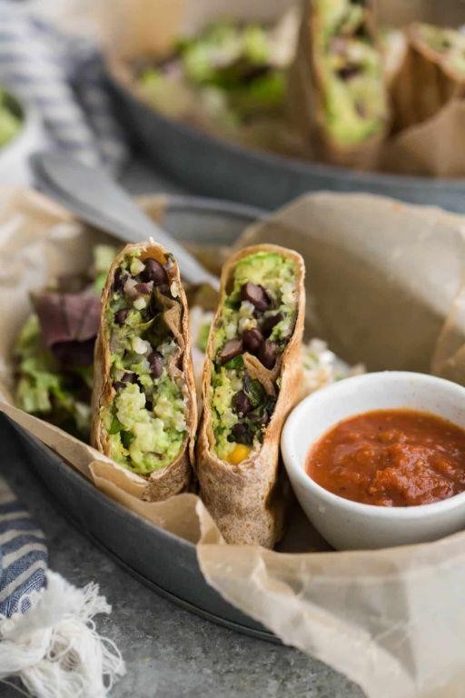 Spicy Black Bean Burritos with Fresh Guacamole