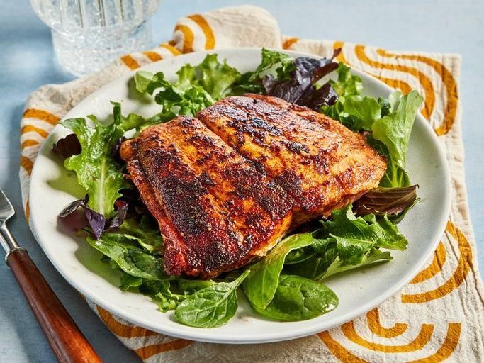 Spicy Cajun Cast Iron Salmon with Vegetables