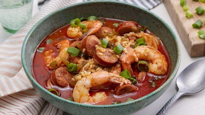 Spicy Cajun Ground Beef and Shrimp Jambalaya