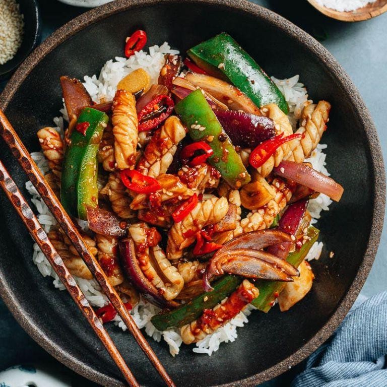 Spicy Calamari Stir-Fry with Vegetables