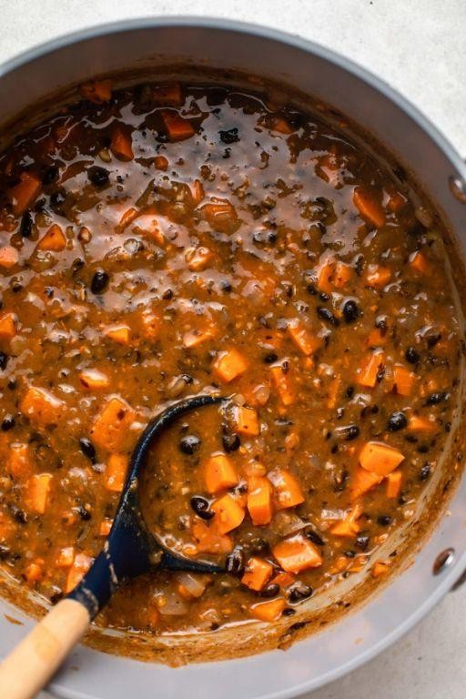Spicy Chipotle Black Bean and Sweet Potato Soup