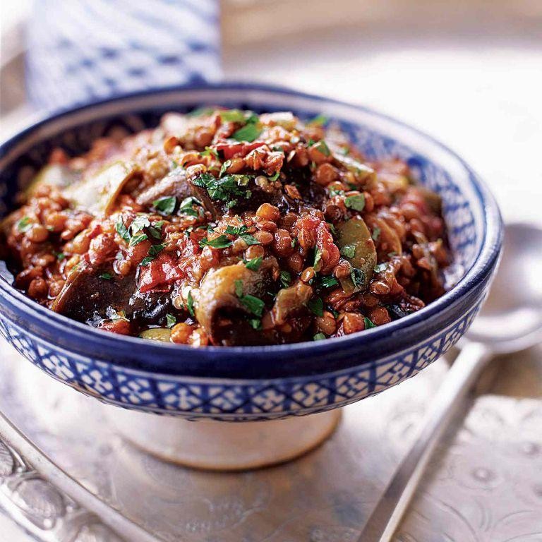 Spicy Eggplant and Lentil Stew